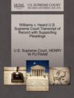 Image for Williams V. Heard U.S. Supreme Court Transcript of Record with Supporting Pleadings