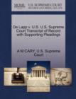 Image for de Lapp V. U.S. U.S. Supreme Court Transcript of Record with Supporting Pleadings