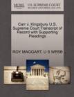 Image for Carr V. Kingsbury U.S. Supreme Court Transcript of Record with Supporting Pleadings
