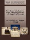 Image for Toll V. Casey U.S. Supreme Court Transcript of Record with Supporting Pleadings