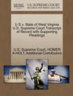 Image for U S V. State of West Virginia U.S. Supreme Court Transcript of Record with Supporting Pleadings