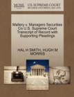 Image for Mallery V. Managers Securities Co U.S. Supreme Court Transcript of Record with Supporting Pleadings
