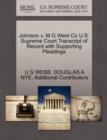 Image for Johnson V. M G West Co U.S. Supreme Court Transcript of Record with Supporting Pleadings