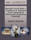 Image for Marshall County Bank V. Crowther U.S. Supreme Court Transcript of Record with Supporting Pleadings