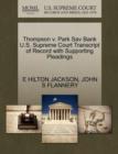 Image for Thompson V. Park Sav Bank U.S. Supreme Court Transcript of Record with Supporting Pleadings