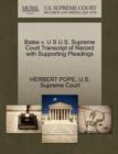 Image for Bates V. U S U.S. Supreme Court Transcript of Record with Supporting Pleadings
