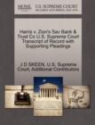 Image for Harris V. Zion&#39;s Sav Bank &amp; Trust Co U.S. Supreme Court Transcript of Record with Supporting Pleadings