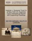 Image for Hackner V. Guaranty Trust Co of New York U.S. Supreme Court Transcript of Record with Supporting Pleadings