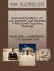 Image for Hammond-Knowlton V. U S U.S. Supreme Court Transcript of Record with Supporting Pleadings