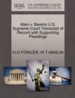 Image for Allen V. Beams U.S. Supreme Court Transcript of Record with Supporting Pleadings