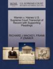 Image for Warren V. Haines U.S. Supreme Court Transcript of Record with Supporting Pleadings