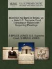 Image for Dominion Nat Bank of Bristol, Va V. Hale U.S. Supreme Court Transcript of Record with Supporting Pleadings