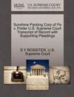 Image for Sunshine Packing Corp of Pa V. Porter U.S. Supreme Court Transcript of Record with Supporting Pleadings