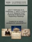 Image for John F. Hartmaier Et Al., Petitioners, V. John C. Long Et Al. U.S. Supreme Court Transcript of Record with Supporting Pleadings