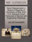 Image for David Wassermann V. Board of Regents of University of New York. U.S. Supreme Court Transcript of Record with Supporting Pleadings