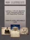 Image for Letchos V. U S U.S. Supreme Court Transcript of Record with Supporting Pleadings