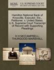 Image for Hamilton National Bank of Knoxville, Executor, Etc., Petitioner, V. United States. U.S. Supreme Court Transcript of Record with Supporting Pleadings