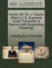 Image for Hardin (M. M.) V. Dasho (Mary) U.S. Supreme Court Transcript of Record with Supporting Pleadings