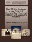 Image for Albert Mintzer, Petitioner, V. New York. U.S. Supreme Court Transcript of Record with Supporting Pleadings