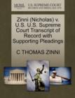 Image for Zinni (Nicholas) V. U.S. U.S. Supreme Court Transcript of Record with Supporting Pleadings