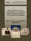 Image for Porter (Thomas Lynn) V. United States U.S. Supreme Court Transcript of Record with Supporting Pleadings