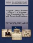 Image for Hodgson (Jane) V. Randall (William) U.S. Supreme Court Transcript of Record with Supporting Pleadings