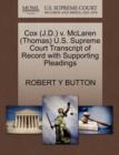 Image for Cox (J.D.) V. McLaren (Thomas) U.S. Supreme Court Transcript of Record with Supporting Pleadings