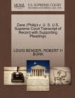 Image for Zane (Philip) V. U. S. U.S. Supreme Court Transcript of Record with Supporting Pleadings