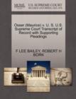 Image for Osser (Maurice) V. U. S. U.S. Supreme Court Transcript of Record with Supporting Pleadings