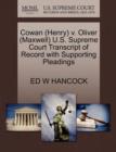 Image for Cowan (Henry) V. Oliver (Maxwell) U.S. Supreme Court Transcript of Record with Supporting Pleadings
