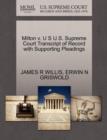 Image for Milton V. U S U.S. Supreme Court Transcript of Record with Supporting Pleadings