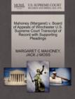 Image for Mahoney (Margaret) V. Board of Appeals of Winchester U.S. Supreme Court Transcript of Record with Supporting Pleadings