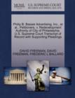 Image for Philip B. Basser Advertising, Inc., et al., Petitioners, V. Redevelopment Authority of City of Philadelphia. U.S. Supreme Court Transcript of Record with Supporting Pleadings