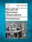 Image for Recueil de Memoires - Observations
