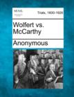 Image for Wolfert vs. McCarthy