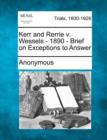 Image for Kerr and Rerrie V. Wessels - 1890 - Brief on Exceptions to Answer