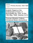 Image for Analytic Digest on the Ordinances in Force, in Municipality No. One, on the 13th May, 1846. Volume 2 of 2