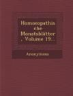 Image for Homoeopathische Monatsblatter, Volume 19...