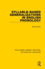 Image for Syllable-based generalizations in English phonology
