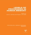 Image for Memory.: (Levels of processing in human memory)