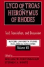 Image for Lyco of Troas and Hieronymus of Rhodes  : text, translation, and discussion