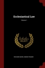 Image for ECCLESIASTICAL LAW; VOLUME 1