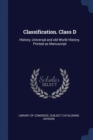 Image for CLASSIFICATION. CLASS D: HISTORY, UNIVER