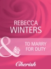 Image for To marry for duty