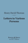 Image for Letters to Various Persons (Barnes &amp; Noble Digital Library)