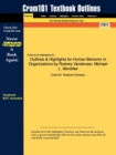 Image for Outlines &amp; Highlights for Human Behavior in Organizations by Rodney Vandeveer, Michael L. Menefee