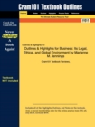 Image for Outlines &amp; Highlights for Business : Its Legal, Ethical, and Global Environment by Marianne M. Jennings