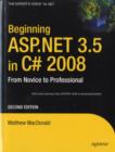 Image for Beginning ASP.NET 3.5 in C# 2008: from novice to professional