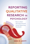 Image for Reporting Qualitative Research in Psychology