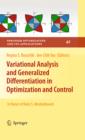 Image for Variational analysis and generalized differentiation in optimization and control: in honor of Boris S. Mordukhovich
